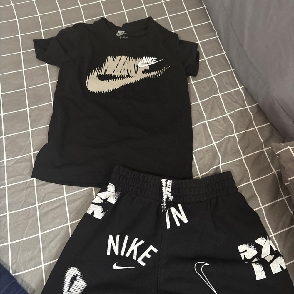 Nike Kids Light Blue and Black T-Shirt with Navy and Black Shorts Set - Picture 2 of 3